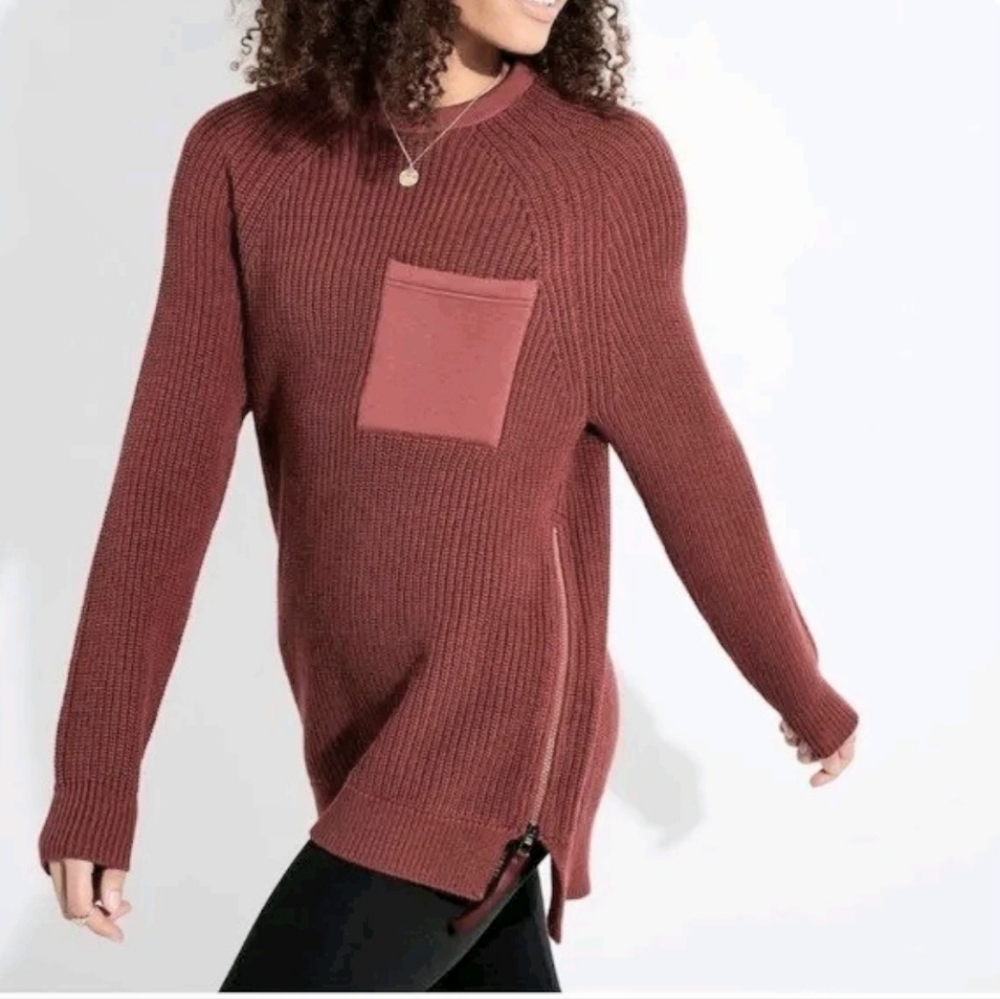Varley Matteson Knit Pullover Sweater In Russett Size Small Long Sleeve
